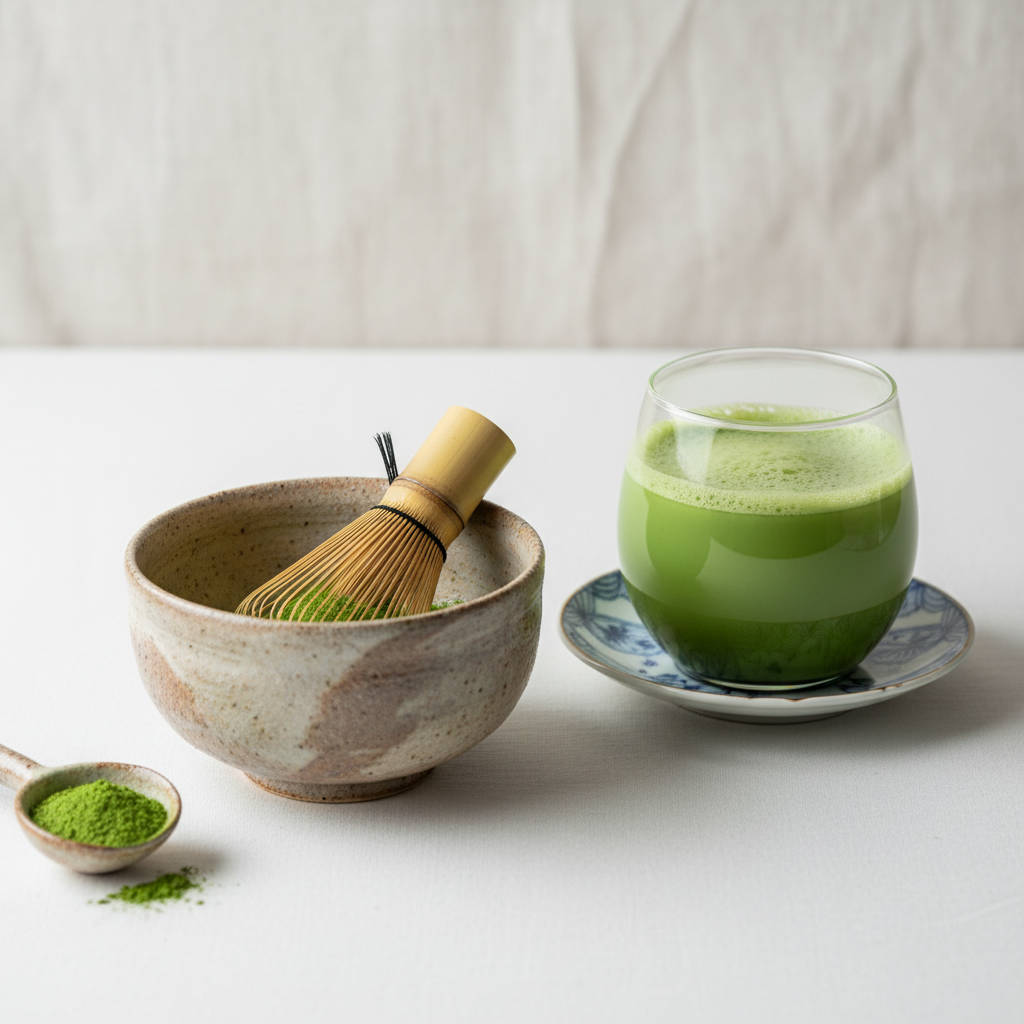 Matcha green tea powder - vibrant ceremonial grade for traditional preparation