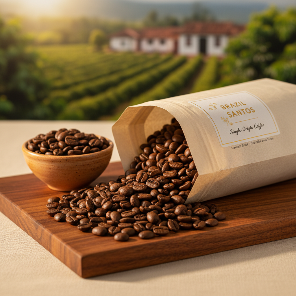 Brazil Santos single-origin coffee - smooth cocoa and silky body