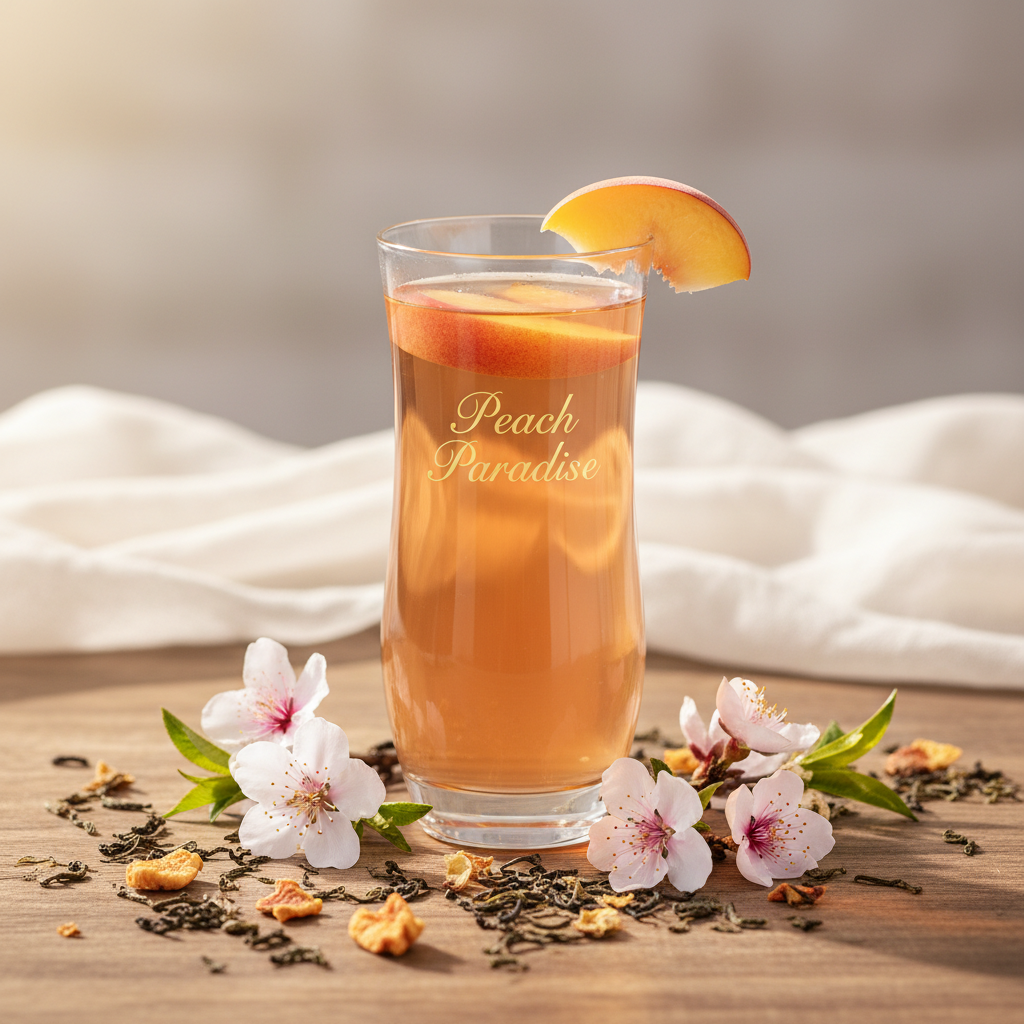 Peach Paradise herbal tea - fruity peach, cranberry, and rose