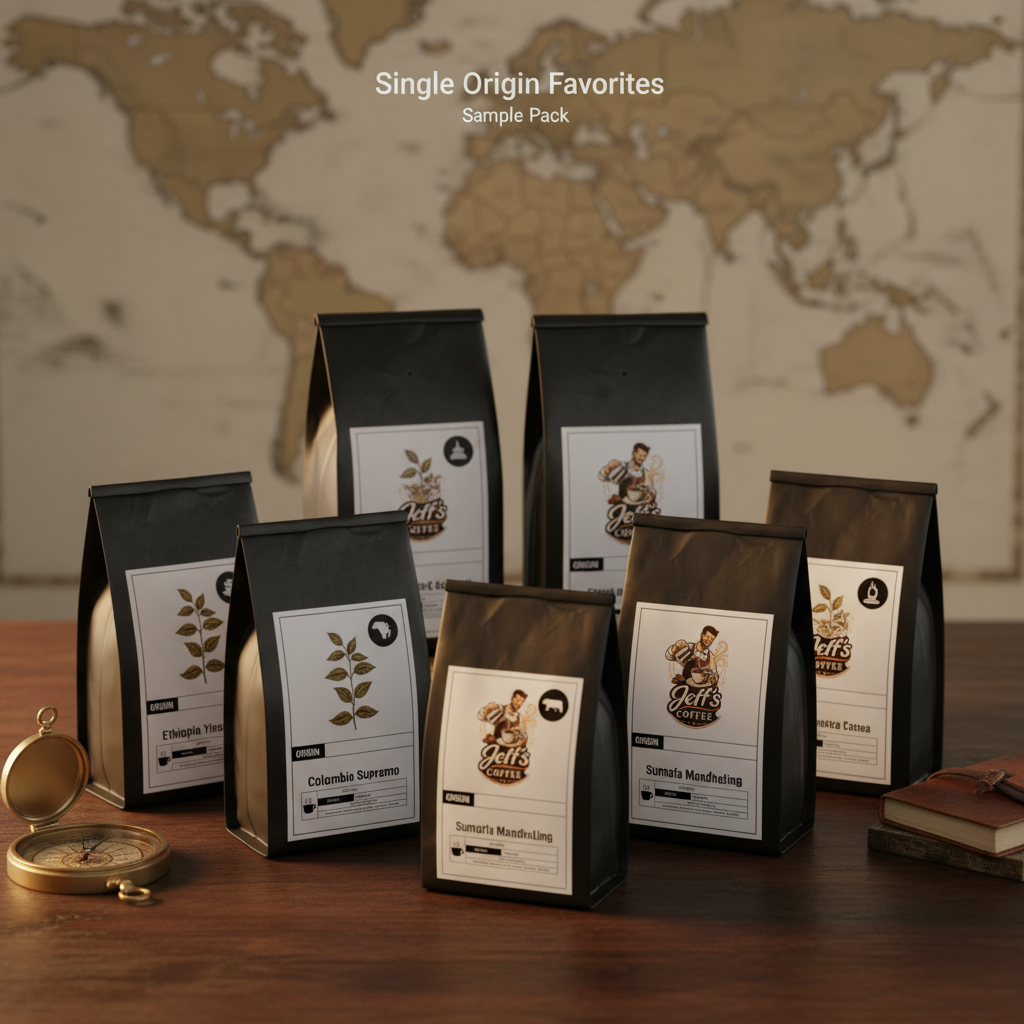 Single Origin Favorites Sample Pack with curated coffee bags from around the world