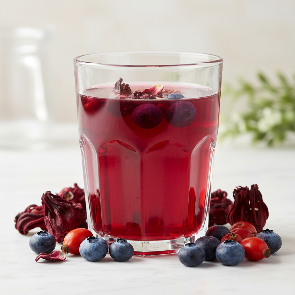 Hibiscus Berry Tea - vibrant ruby-red organic herbal blend