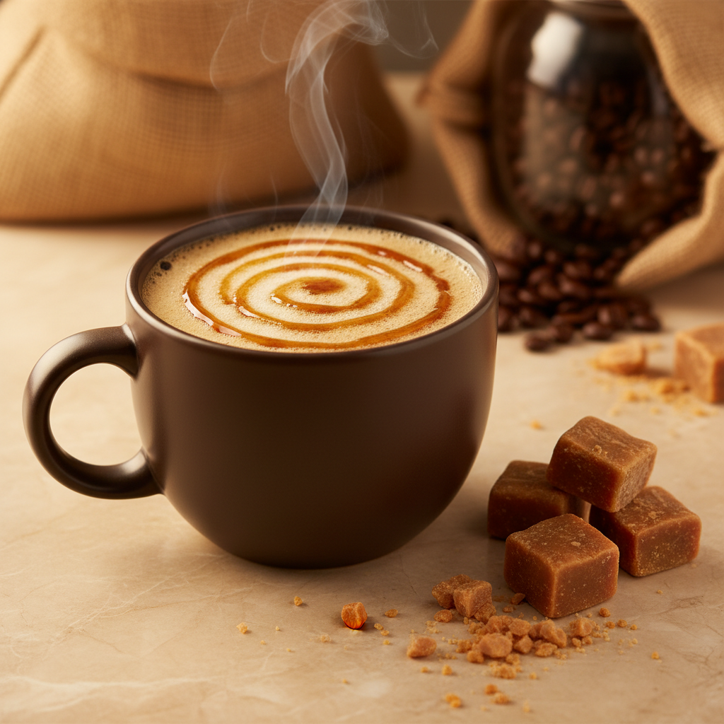 Caramel flavored coffee