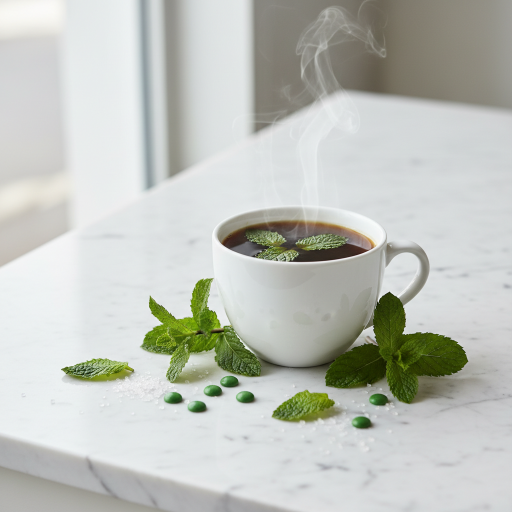 Mint flavored coffee