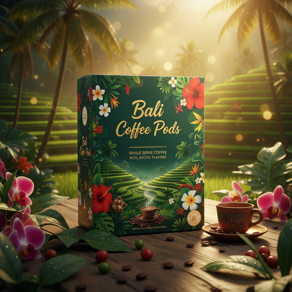 Bali Coffee Pods with lush tropical Balinese atmosphere